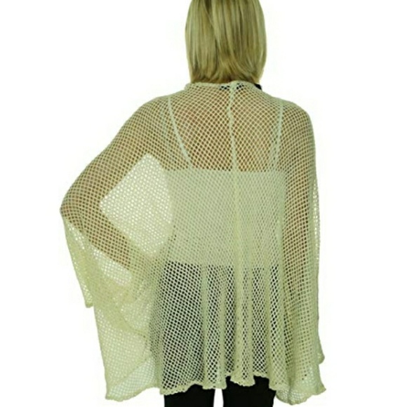 Women's Metallic Fishnet Sleeved Scarf O/S Cream - Picture 2 of 2